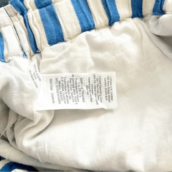 NEW J. Crew Factory Pull-On Paperbag Short Blue White Stripe Cotton Linen Sz S - Picture 8 of 9